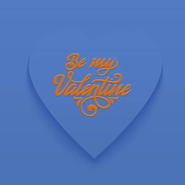 Gelukkige Valentijnsdag Vector Kaart Groot Blauw Hart Met Bloemen Ornamenten — Stockvector