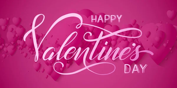 Открытка День Святого Валентина Элегантные Красные Сердца Мягкими Тенями Фиолетовом — стоковый вектор