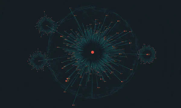 大数据循环可视化 未来派资讯图 信息美学设计 视觉数据的复杂性 复杂的数据线程分析 社交网络代表 摘要业务图 — 图库矢量图片