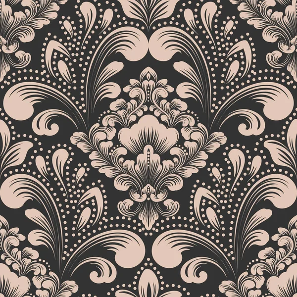 Wektor Damask Bezszwowy Element Wzorca Klasyczny Luksus Staromodny Ozdoba Damask — Wektor stockowy