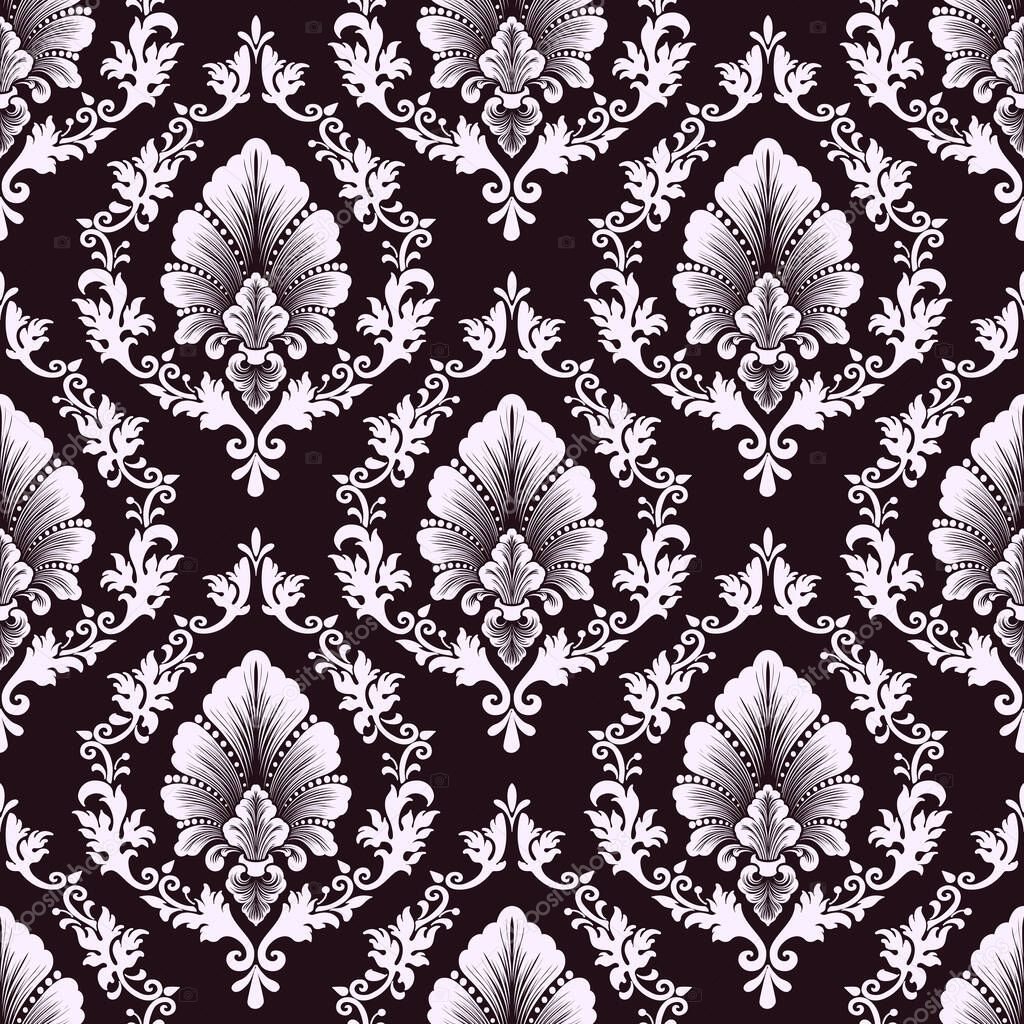 Vector damask seamless pattern background. Classical luxury old fashioned damask ornament, royal victorian seamless texture for wallpapers, textile, wrapping. Exquisite floral baroque template