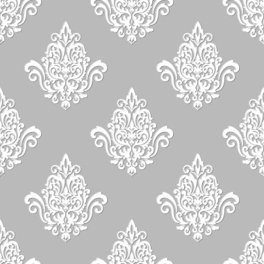 Vektör damask Dikişsiz desen arka plan. Klasik lüks eski moda damask süsleme, duvar kağıtları, tekstil, sarma için Kraliyet Viktorya Dikişsiz doku. Nefis çiçek Barok şablonu