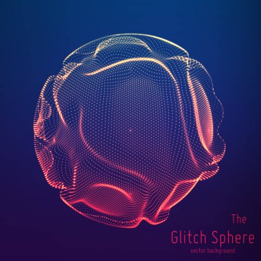 Parçacıkların vektör alanı, noktalar dizisi. Gelecekçi vektör çizimi. Teknolojik dijital sıçrama ya da veri göstergelerinin patlaması. Küresel dalga formu. Siber UI ya da HUD ögesi