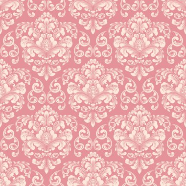 Vektör damask Dikişsiz desen arka plan. Klasik lüks eski moda damask süsleme, duvar kağıtları, tekstil, sarma için Kraliyet Viktorya Dikişsiz doku. Nefis çiçek Barok şablonu