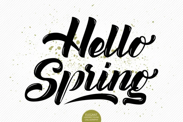 Handgetekende Letters Hello Spring Elegante Moderne Handgeschreven Kalligrafie Vector Inkt — Stockvector