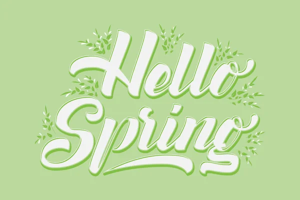 Letras Desenhadas Mão Hello Spring Elegante Moderna Caligrafia Manuscrita Ilustração — Vetor de Stock