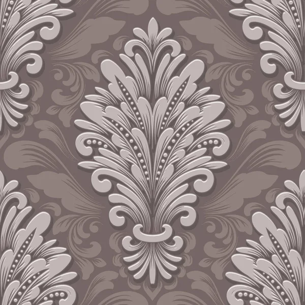 Vector Volumétrico Damasco Elemento Patrón Sin Costura Elegante Textura Relieve — Archivo Imágenes Vectoriales