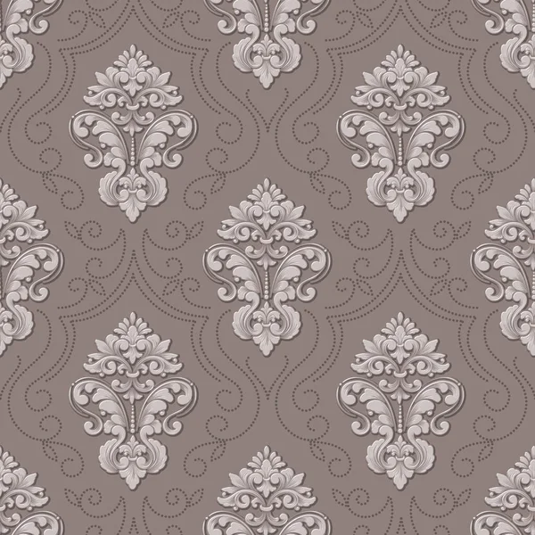 Vector Volumetric Damask Seamless Pattern Background Elegant Luxury Embossed Texture — Stock Vector