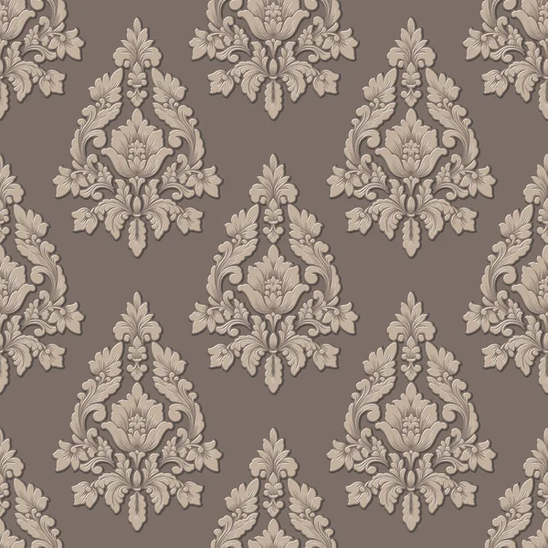 Vector Volumetric Damask Seamless Pattern Background Elegant Luxury Embossed Texture — Stock Vector