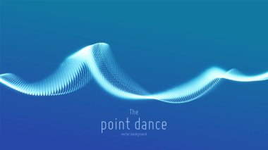 Vektör soyut mavi parçacık dalgası, noktalar dizisi, yüzeysel alan derinliği. Fütürist illüstrasyon. Teknolojik dijital sıçrama ya da veri göstergelerinin patlaması. Puan dansı dalga formu. Siber UI, HUD ögesi