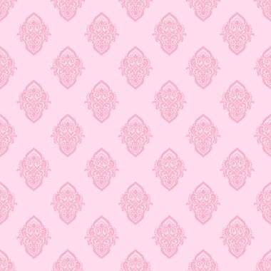 Vektör damask Dikişsiz desen arka plan. Klasik lüks eski moda damask süsleme, duvar kağıtları, tekstil, sarma için Kraliyet Viktorya Dikişsiz doku. Nefis çiçek Barok şablonu