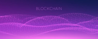 Vektör soyut menekşe parçacık dalgası, noktalar dizisi, yüzeysel alan derinliği. Fütürist illüstrasyon. Teknolojik dijital sıçrama ya da veri göstergelerinin patlaması. Puan dansı dalga formu. Siber UI, HUD ögesi