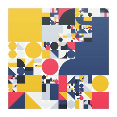 Basit şekilli minimalist bir poster. Prosedür geometrisi. İsviçre tarzı soyut bir düzen. Kavramsal üretken fon formu modern dergi, kitap kapağı, markalaşma, iş sunumları