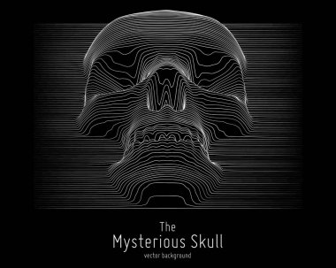 Vector skull constructed with lines. Mysterious sacral background. Internet security concept illustration. Virus or malware abstract visualization. Hacking big data image. Death abstract image clipart