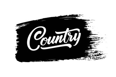 Country müzik. Siyah boya fırçası darbesine harfler çizilmiş vektör müzikal el. Zarif modern el yazısı el yazısı. Müzik mürekkebi çizimi. Kartlar, baskılar, posterler vs. için tipografi posteri