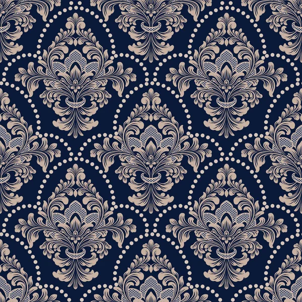 Vektör damask Dikişsiz desen arka plan. Klasik lüks eski moda damask süsleme, duvar kağıtları, tekstil, sarma için Kraliyet Viktorya Dikişsiz doku. Nefis çiçek Barok şablonu