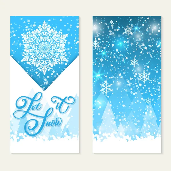 Buone Vacanze Invernali Gift Card Lascia Che Nevichi Elegante Calligrafia — Vettoriale Stock