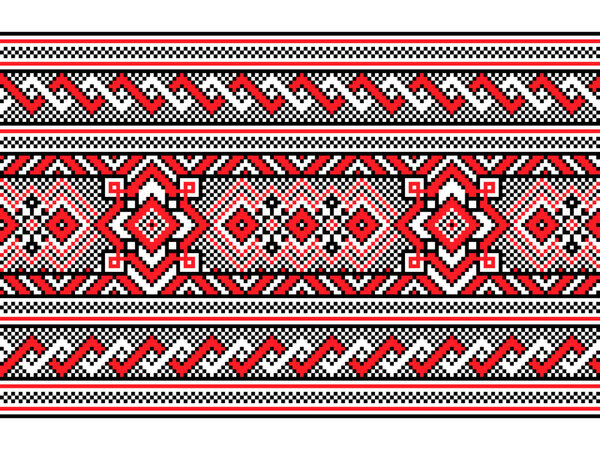 Векторная иллюстрация украинского народного бесшовного орнамента. Этнические украшения. Пограничный элемент. Вышивка традиционного украинского и белорусского народного искусства - Вышыванка