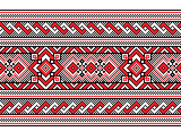 Vector illustration of Ukrainian folk seamless pattern ornament. Ethnic ornament. Border element. Traditional Ukrainian, Belarusian folk art knitted embroidery pattern - Vyshyvanka