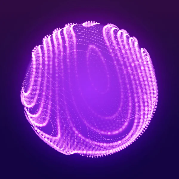 Maille Vectorielle Abstraite Cliquetée Sphère Sur Fond Violet Foncé Avec — Image vectorielle