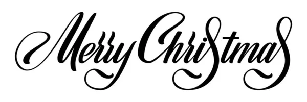 Feliz Natal Vetor Caligráfico Lettering Preto Design Saudações Brancas Para —  Vetores de Stock