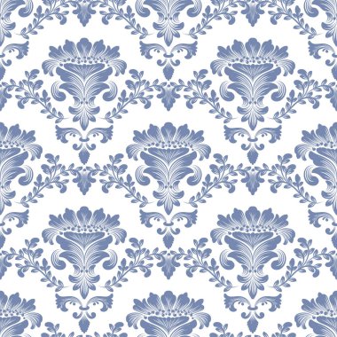 Vektör damask Dikişsiz desen arka plan. Klasik lüks eski moda damask süsleme, duvar kağıtları, tekstil, sarma için Kraliyet Viktorya Dikişsiz doku. Nefis çiçek Barok şablonu