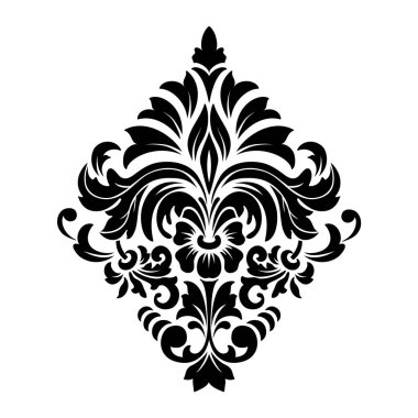 Vektör damaske elementi. İzole edilmiş, merkezi iltihaplanma. Klasik lüks, eski moda İspanyol süsü, duvar kağıtları, tekstil ve ambalaj için kraliyet Victoria dönemi kusursuz dokusu.