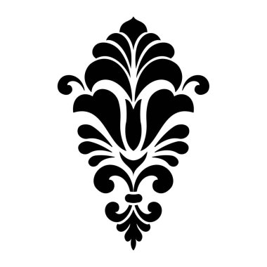 Vektör damaske elementi. İzole edilmiş, merkezi iltihaplanma. Klasik lüks, eski moda İspanyol süsü, duvar kağıtları, tekstil ve ambalaj için kraliyet Victoria dönemi kusursuz dokusu.