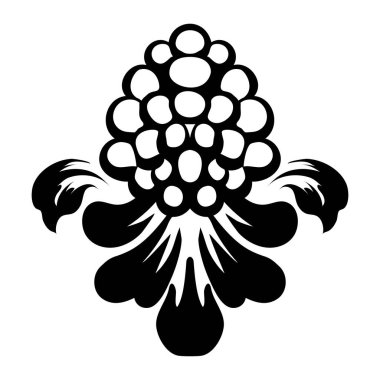 Vektör damaske elementi. İzole edilmiş, merkezi iltihaplanma. Klasik lüks, eski moda İspanyol süsü, duvar kağıtları, tekstil ve ambalaj için kraliyet Victoria dönemi kusursuz dokusu.