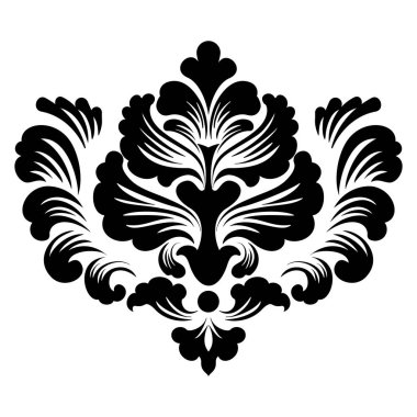 Vektör damaske elementi. İzole edilmiş, merkezi iltihaplanma. Klasik lüks, eski moda İspanyol süsü, duvar kağıtları, tekstil ve ambalaj için kraliyet Victoria dönemi kusursuz dokusu.