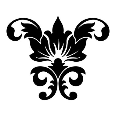 Vektör damaske elementi. İzole edilmiş, merkezi iltihaplanma. Klasik lüks, eski moda İspanyol süsü, duvar kağıtları, tekstil ve ambalaj için kraliyet Victoria dönemi kusursuz dokusu.