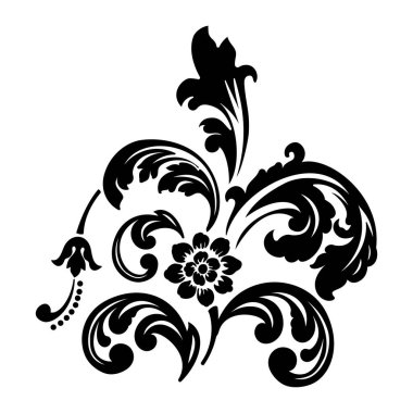 Vektör damaske elementi. İzole edilmiş, merkezi iltihaplanma. Klasik lüks, eski moda İspanyol süsü, duvar kağıtları, tekstil ve ambalaj için kraliyet Victoria dönemi kusursuz dokusu.