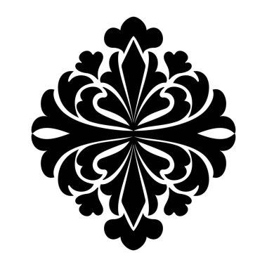 Vektör damaske elementi. İzole edilmiş, merkezi iltihaplanma. Klasik lüks, eski moda İspanyol süsü, duvar kağıtları, tekstil ve ambalaj için kraliyet Victoria dönemi kusursuz dokusu.