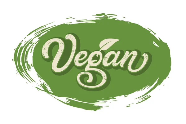 Handritade Bokstäver Veganska Penseldrag Vektorbläckillustration Typografi Affisch Svart Bakgrund Organisk — Stock vektor