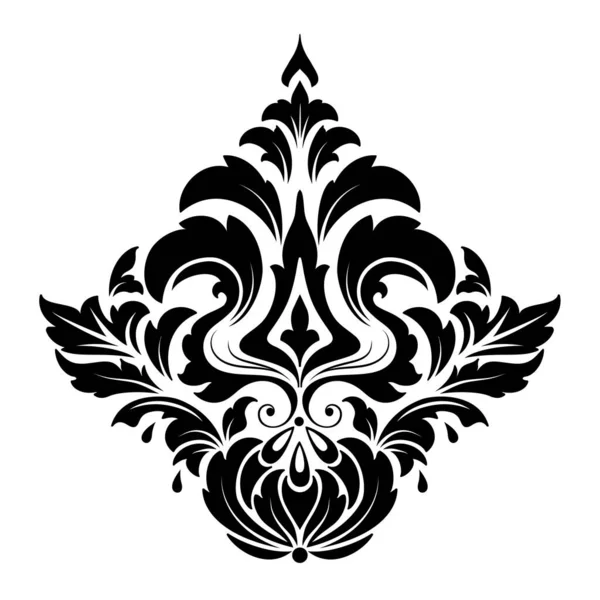 Vektör damaske elementi. İzole edilmiş, merkezi iltihaplanma. Klasik lüks, eski moda İspanyol süsü, duvar kağıtları, tekstil ve ambalaj için kraliyet Victoria dönemi kusursuz dokusu.