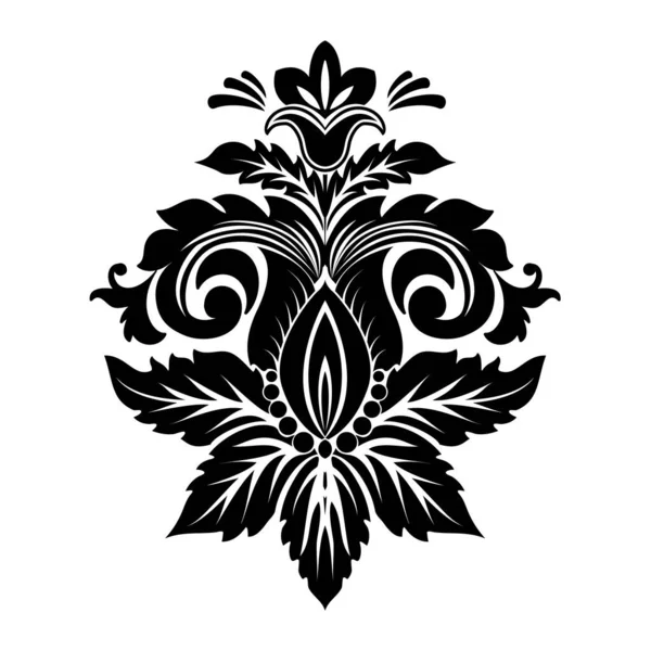 Vektör damaske elementi. İzole edilmiş, merkezi iltihaplanma. Klasik lüks, eski moda İspanyol süsü, duvar kağıtları, tekstil ve ambalaj için kraliyet Victoria dönemi kusursuz dokusu.