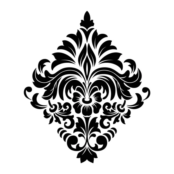 Vektör damaske elementi. İzole edilmiş, merkezi iltihaplanma. Klasik lüks, eski moda İspanyol süsü, duvar kağıtları, tekstil ve ambalaj için kraliyet Victoria dönemi kusursuz dokusu.