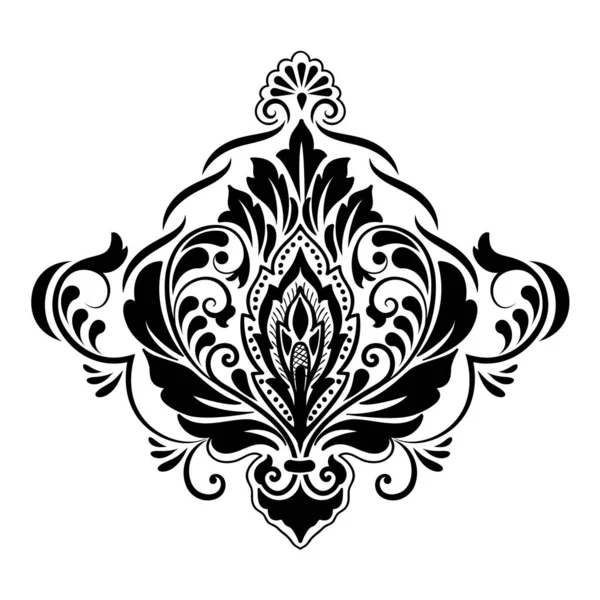 Vektör damaske elementi. İzole edilmiş, merkezi iltihaplanma. Klasik lüks, eski moda İspanyol süsü, duvar kağıtları, tekstil ve ambalaj için kraliyet Victoria dönemi kusursuz dokusu.