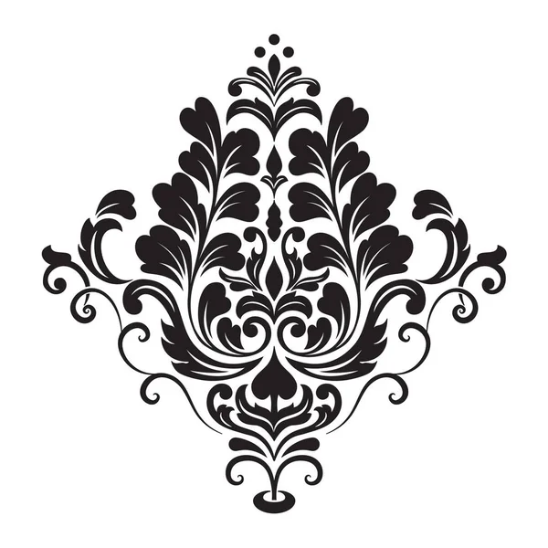 Vektör damaske elementi. İzole edilmiş, merkezi iltihaplanma. Klasik lüks, eski moda İspanyol süsü, duvar kağıtları, tekstil ve ambalaj için kraliyet Victoria dönemi kusursuz dokusu.