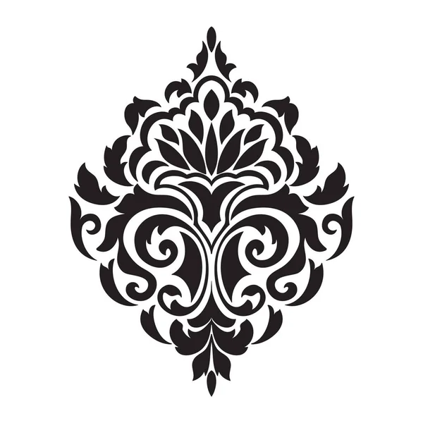 Vektör damaske elementi. İzole edilmiş, merkezi iltihaplanma. Klasik lüks, eski moda İspanyol süsü, duvar kağıtları, tekstil ve ambalaj için kraliyet Victoria dönemi kusursuz dokusu.