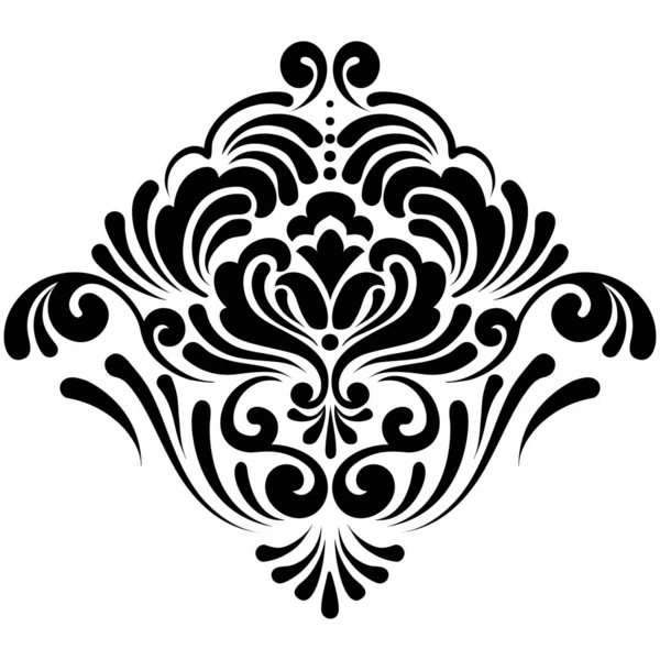 Vektör damaske elementi. İzole edilmiş, merkezi iltihaplanma. Klasik lüks, eski moda İspanyol süsü, duvar kağıtları, tekstil ve ambalaj için kraliyet Victoria dönemi kusursuz dokusu.