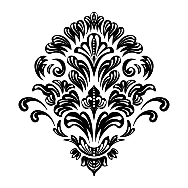 Vektör damaske elementi. İzole edilmiş, merkezi iltihaplanma. Klasik lüks, eski moda İspanyol süsü, duvar kağıtları, tekstil ve ambalaj için kraliyet Victoria dönemi kusursuz dokusu.