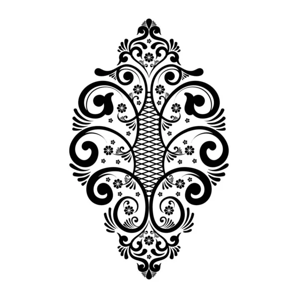 Vektör damaske elementi. İzole edilmiş, merkezi iltihaplanma. Klasik lüks, eski moda İspanyol süsü, duvar kağıtları, tekstil ve ambalaj için kraliyet Victoria dönemi kusursuz dokusu.