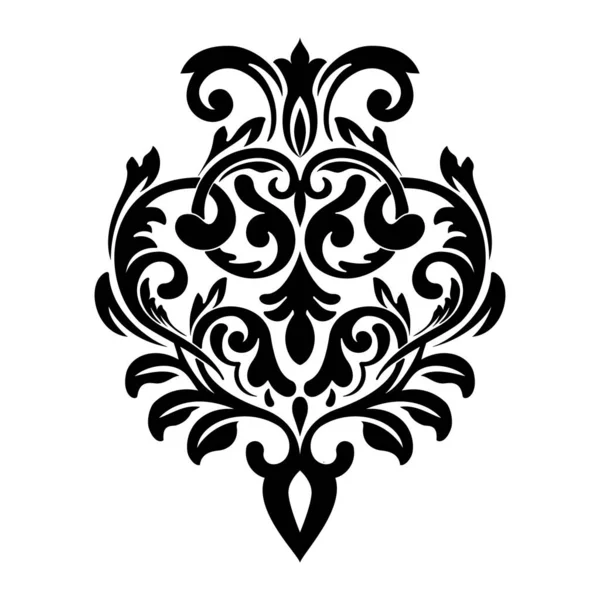 Vektör damaske elementi. İzole edilmiş, merkezi iltihaplanma. Klasik lüks, eski moda İspanyol süsü, duvar kağıtları, tekstil ve ambalaj için kraliyet Victoria dönemi kusursuz dokusu.