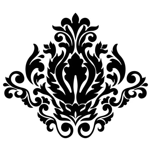 Vektör damaske elementi. İzole edilmiş, merkezi iltihaplanma. Klasik lüks, eski moda İspanyol süsü, duvar kağıtları, tekstil ve ambalaj için kraliyet Victoria dönemi kusursuz dokusu.