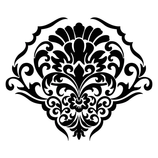 Vektör damaske elementi. İzole edilmiş, merkezi iltihaplanma. Klasik lüks, eski moda İspanyol süsü, duvar kağıtları, tekstil ve ambalaj için kraliyet Victoria dönemi kusursuz dokusu.