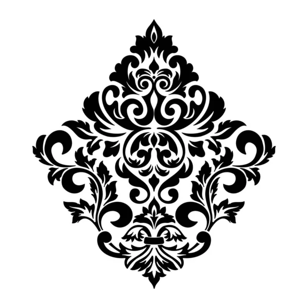 Vektör damaske elementi. İzole edilmiş, merkezi iltihaplanma. Klasik lüks, eski moda İspanyol süsü, duvar kağıtları, tekstil ve ambalaj için kraliyet Victoria dönemi kusursuz dokusu.
