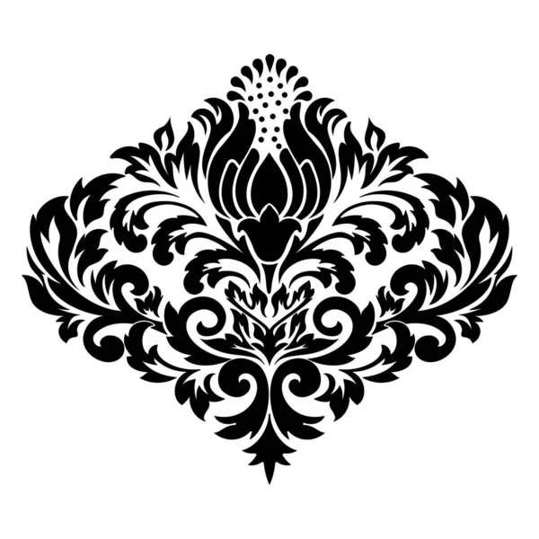 Vektör damaske elementi. İzole edilmiş, merkezi iltihaplanma. Klasik lüks, eski moda İspanyol süsü, duvar kağıtları, tekstil ve ambalaj için kraliyet Victoria dönemi kusursuz dokusu.