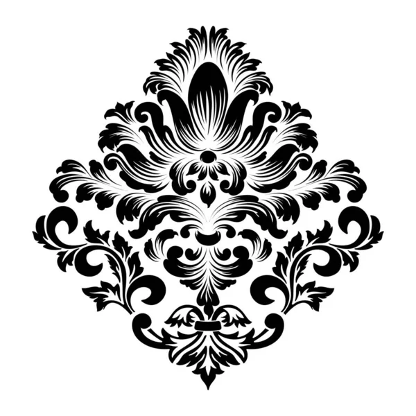 Vektör damaske elementi. İzole edilmiş, merkezi iltihaplanma. Klasik lüks, eski moda İspanyol süsü, duvar kağıtları, tekstil ve ambalaj için kraliyet Victoria dönemi kusursuz dokusu.