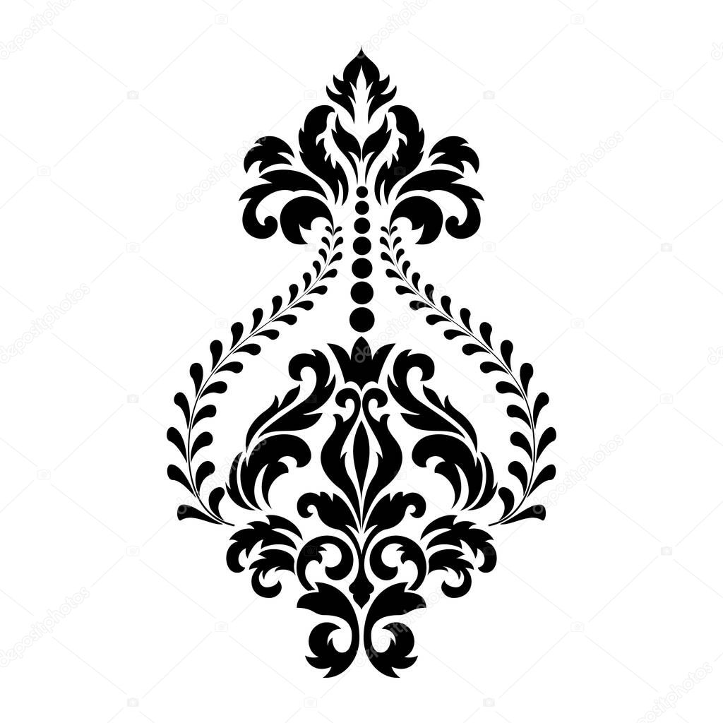 Vector damask element. Isolated damask central illistration. Classical luxury old fashioned damask ornament, royal victorian seamless texture for wallpapers, textile, wrapping